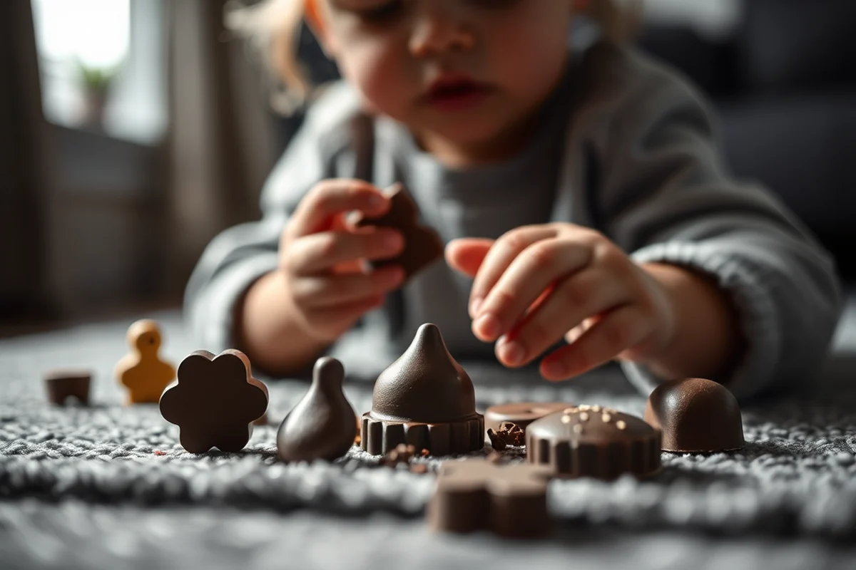 toddler eating chocolate — Toddler Eating Chocolate (step by step)