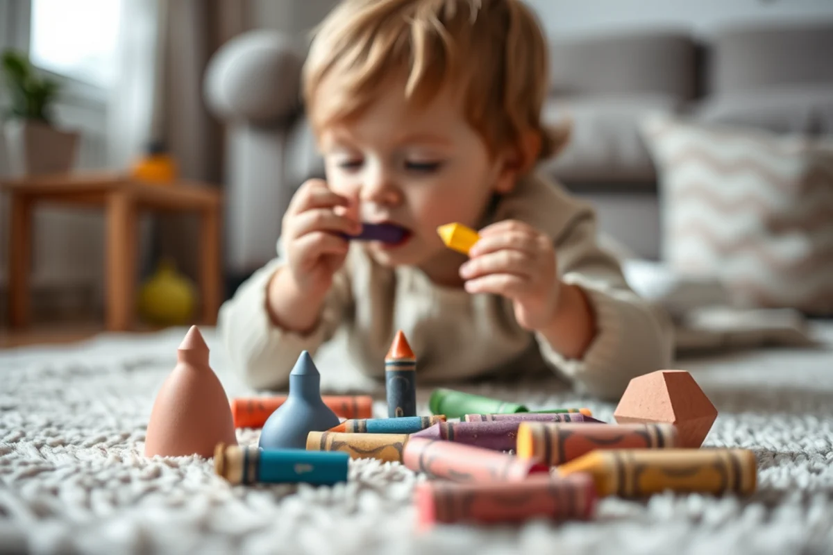 toddler eating crayons — Toddler Eating Crayons (step by step)