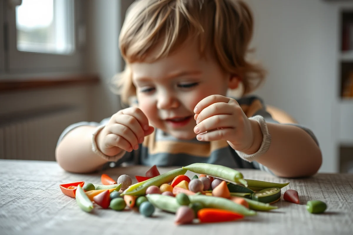 toddler eating frozen peas — Toddler Eating Frozen Peas (step by step)