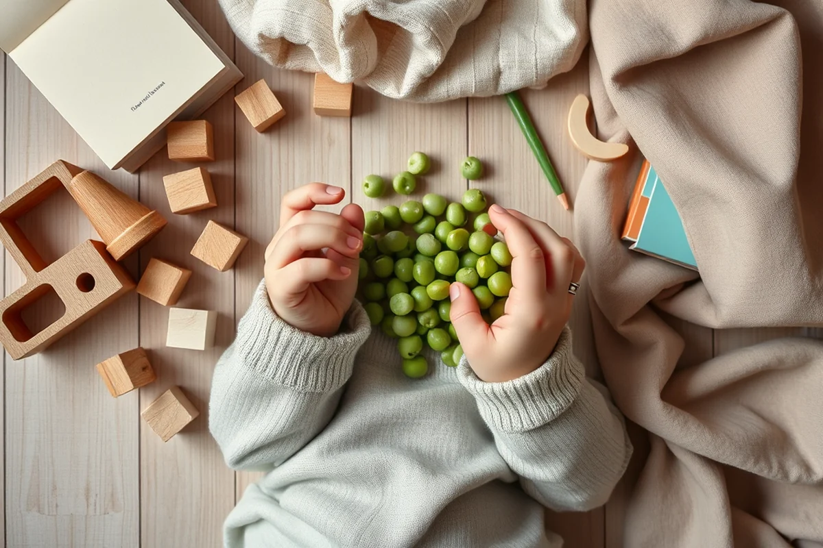 toddler eating frozen peas — Toddler Eating Frozen Peas (the finished result)