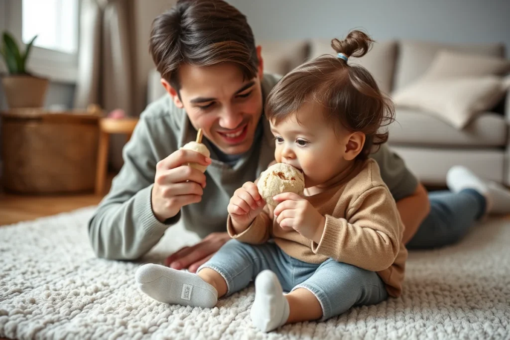 Toddler Eating Ice Cream Caption