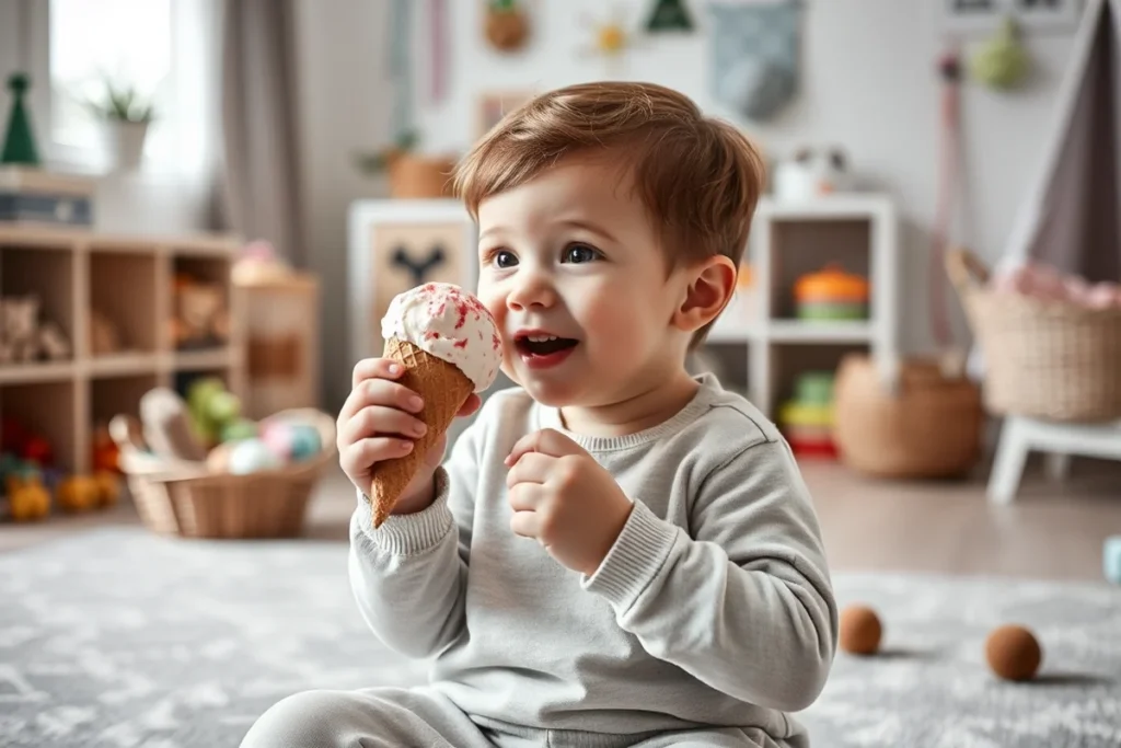 Toddler Eating Ice Cream Cone