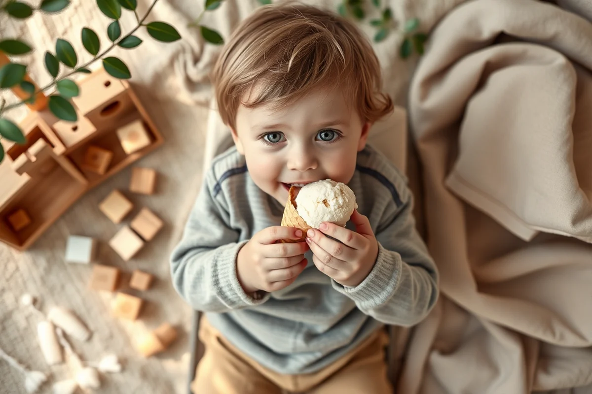toddler eating ice cream cone — Toddler Eating Ice Cream Cone (the finished result)